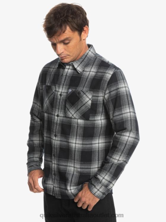 Quiksilver Men Saturn Plaid Long Sleeve Shirt H2N4B1692 black saturn
