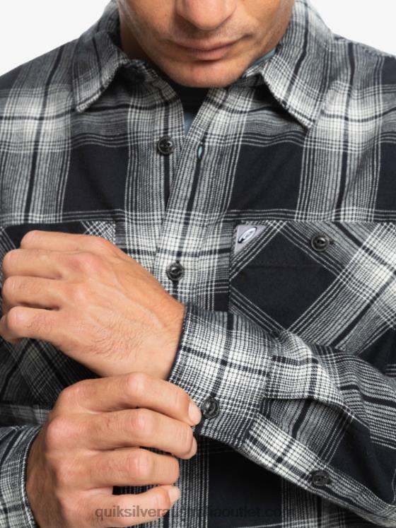 Quiksilver Men Saturn Plaid Long Sleeve Shirt H2N4B1692 black saturn