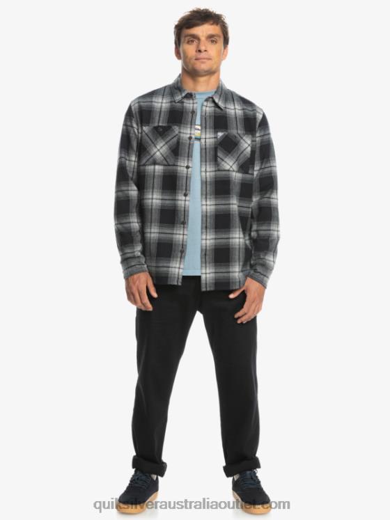 Quiksilver Men Saturn Plaid Long Sleeve Shirt H2N4B1692 black saturn