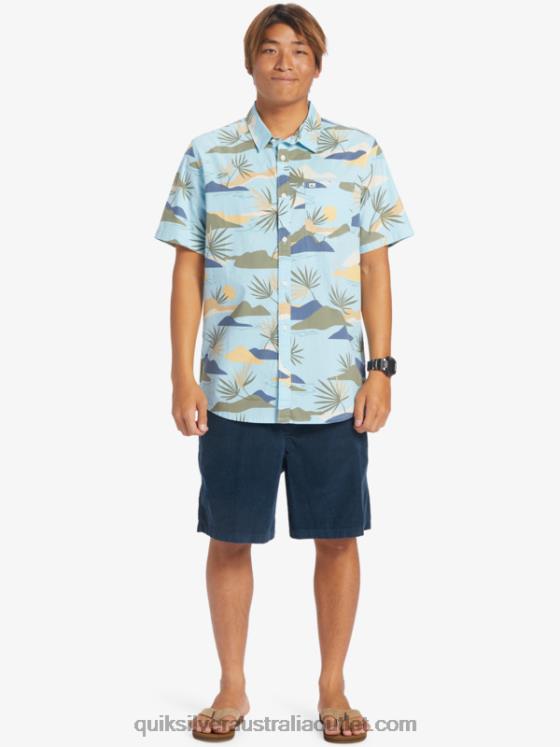 Quiksilver Men Slow Dazed Short Sleeve Shirt H2N4B665 sky blue slow daze ss