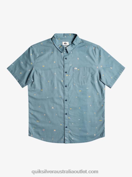 Quiksilver Men Spaced Out Short Sleeve Shirt H2N4B1629 provincial blue spaced out