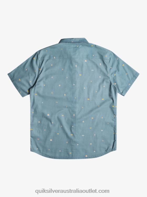 Quiksilver Men Spaced Out Short Sleeve Shirt H2N4B1629 provincial blue spaced out