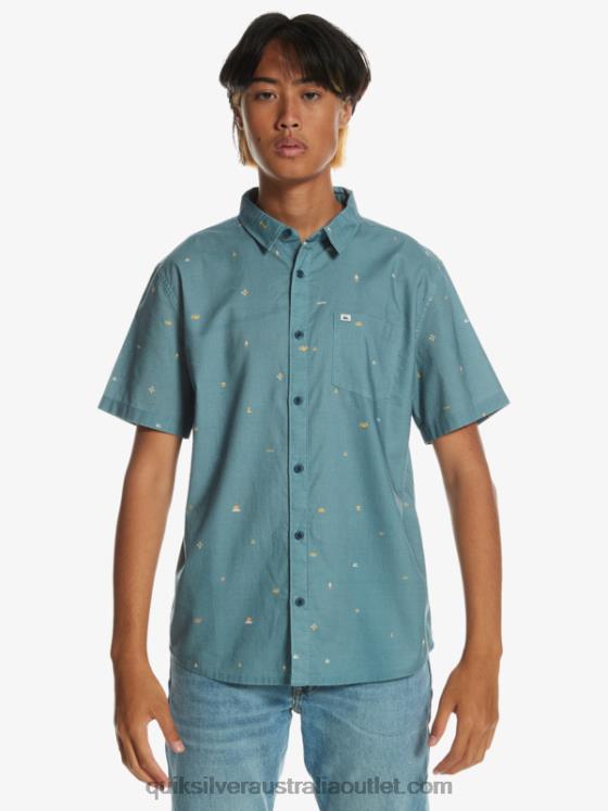 Quiksilver Men Spaced Out Short Sleeve Shirt H2N4B1629 provincial blue spaced out
