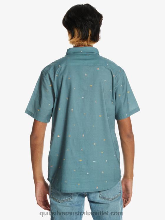 Quiksilver Men Spaced Out Short Sleeve Shirt H2N4B1629 provincial blue spaced out