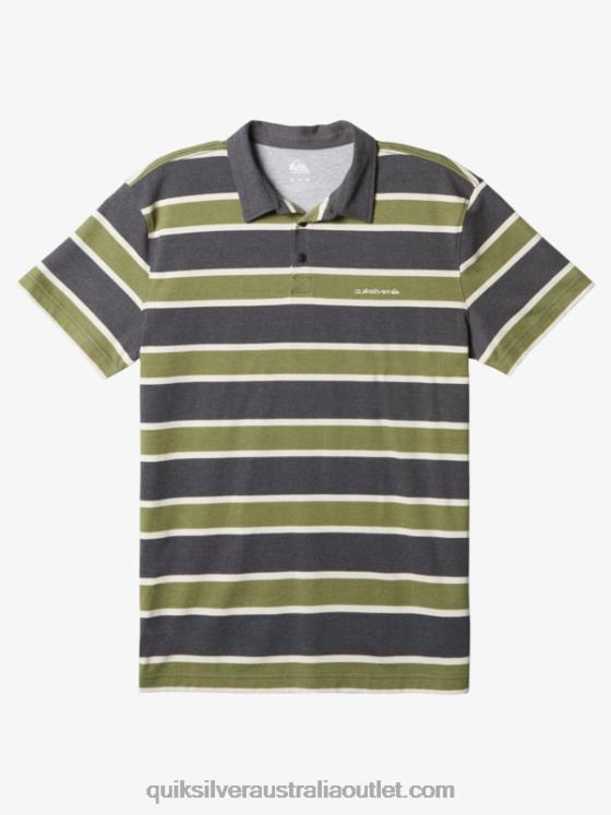 Quiksilver Men Stripe Lite Short Sleeve Polo Shirt H2N4B1623 tarmac striped lite 3