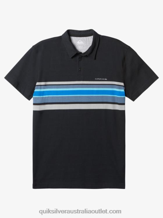 Quiksilver Men Stripe Lite Short Sleeve Polo Shirt H2N4B1624 black stripedlite1