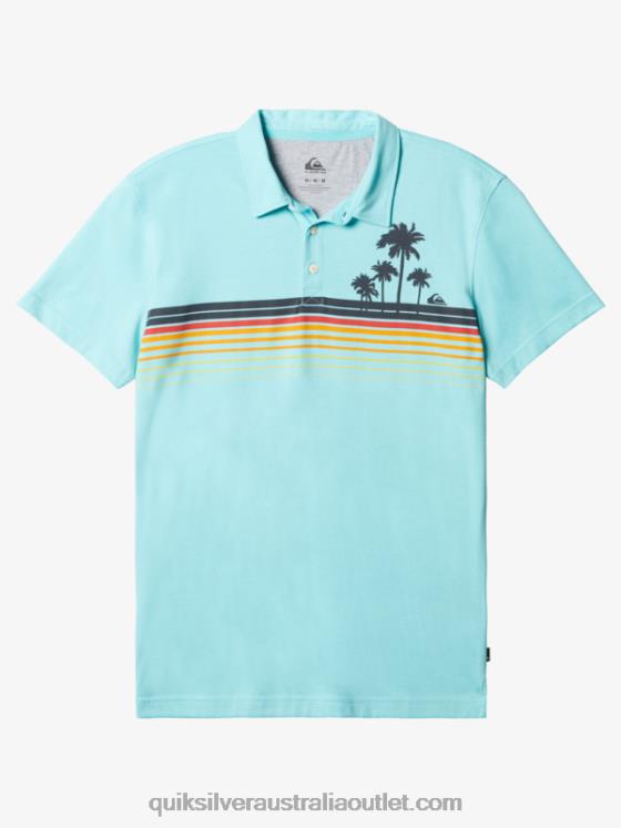 Quiksilver Men Stripe Lite Short Sleeve Polo Shirt H2N4B749 angel blue