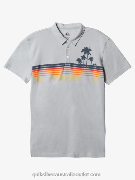 Quiksilver Men Stripe Lite Short Sleeve Polo Shirt H2N4B750 sleet