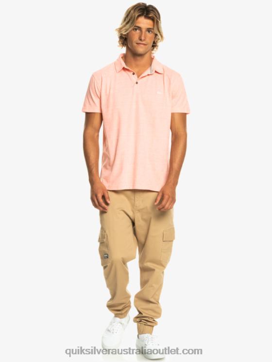 Quiksilver Men Sunset Cruise Short Sleeve Polo Shirt H2N4B480 fresh salmon
