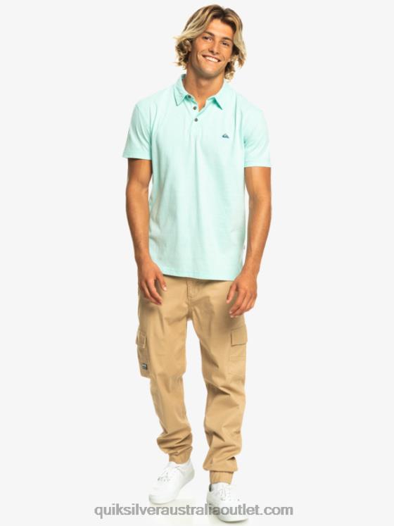 Quiksilver Men Sunset Cruise Short Sleeve Polo Shirt H2N4B481 beach glass