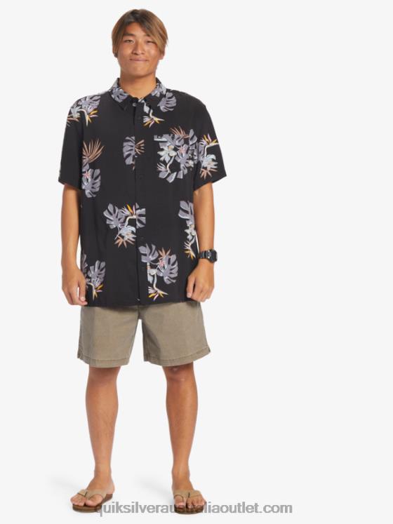 Quiksilver Men The Floral Short Sleeve Shirt H2N4B649 black floral ss