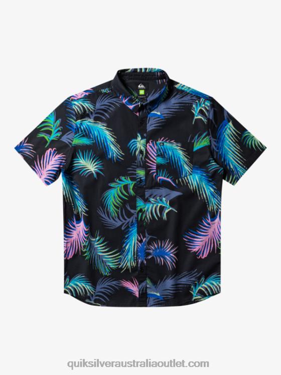 Quiksilver Men Tropical Glitch Short Sleeve Shirt H2N4B551 black tropical glitch