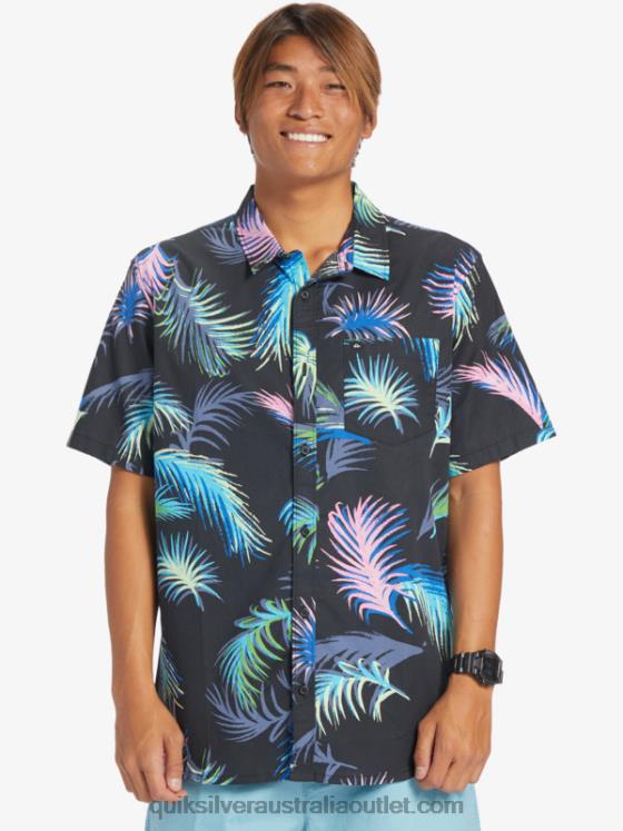 Quiksilver Men Tropical Glitch Short Sleeve Shirt H2N4B551 black tropical glitch