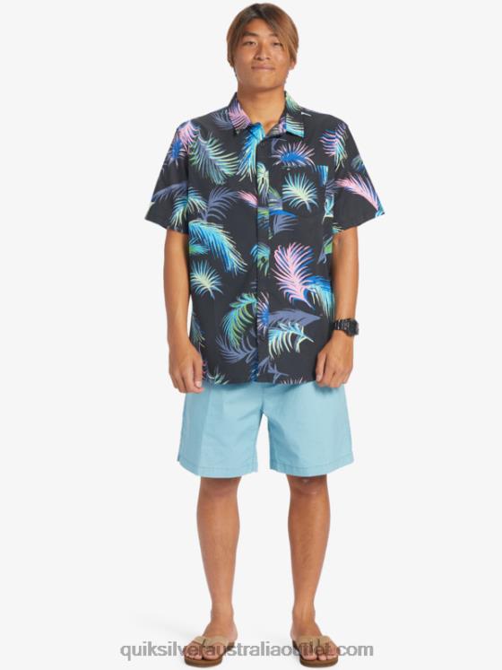 Quiksilver Men Tropical Glitch Short Sleeve Shirt H2N4B551 black tropical glitch