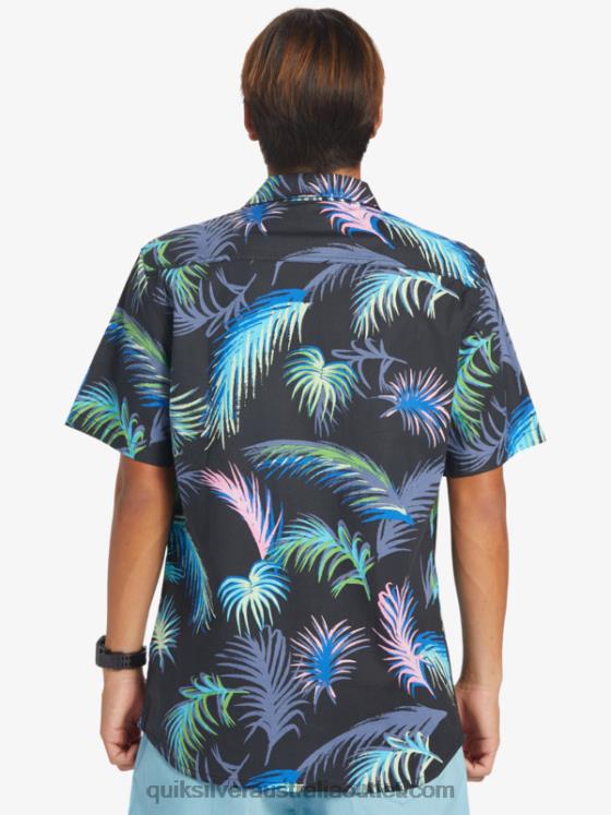 Quiksilver Men Tropical Glitch Short Sleeve Shirt H2N4B551 black tropical glitch