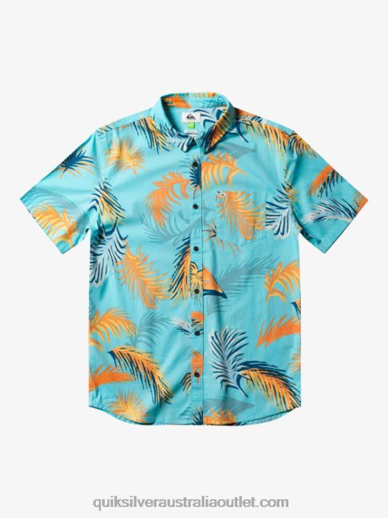 Quiksilver Men Tropical Glitch Short Sleeve Shirt H2N4B552 angel blue tropical glitch