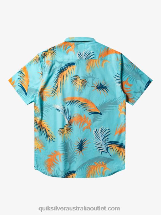 Quiksilver Men Tropical Glitch Short Sleeve Shirt H2N4B552 angel blue tropical glitch