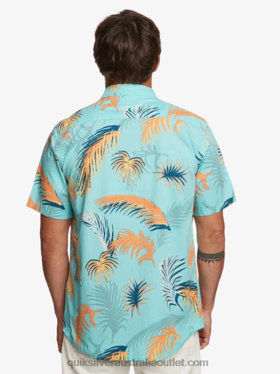 Quiksilver Men Tropical Glitch Short Sleeve Shirt H2N4B552 angel blue tropical glitch