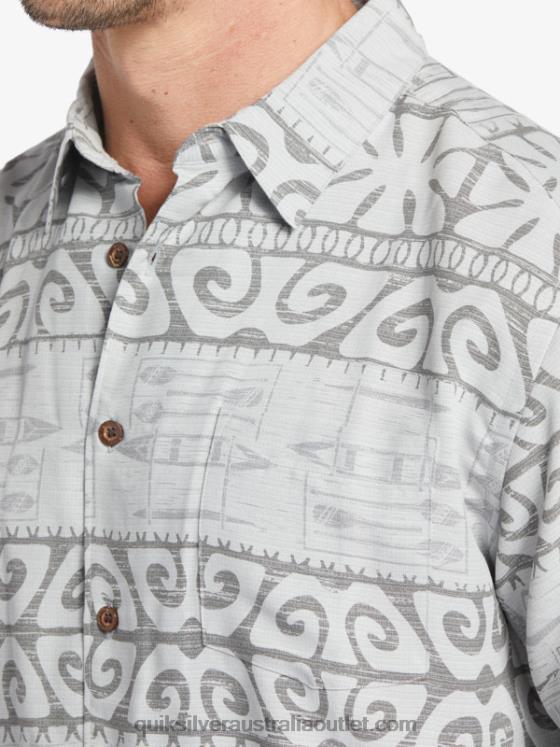 Quiksilver Men Waterman At Trees Short Sleeve Shirt H2N4B292 harbor mist at trees