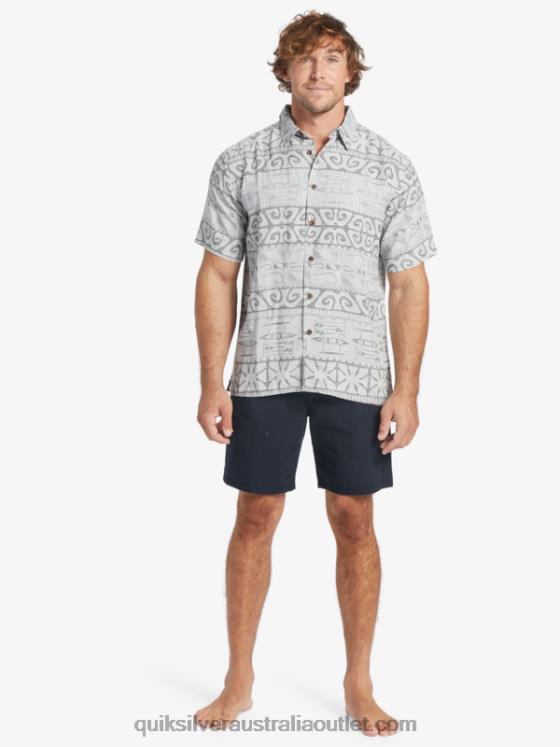 Quiksilver Men Waterman At Trees Short Sleeve Shirt H2N4B292 harbor mist at trees