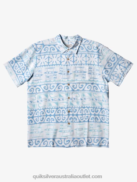 Quiksilver Men Waterman At Trees Short Sleeve Shirt H2N4B293 dusk blue at trees