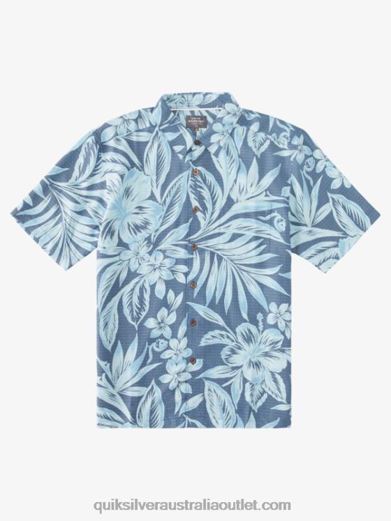 Quiksilver Men Waterman Brunch Time Short Sleeve Shirt H2N4B1335 ensign blue brunch days