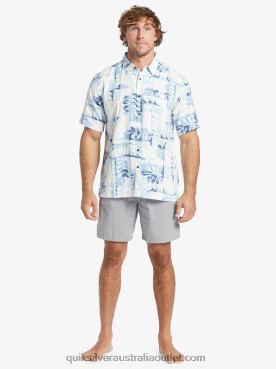 Quiksilver Men Waterman Canoes Reef Technical Short Sleeve Shirt H2N4B399 dusk blue canoes reef w