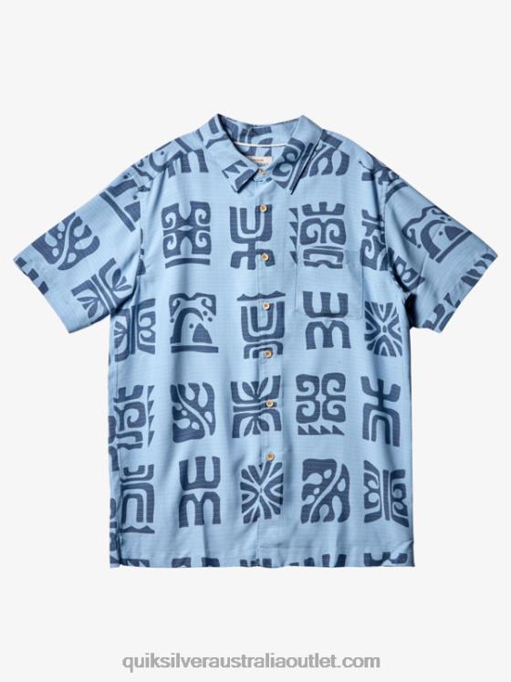 Quiksilver Men Waterman Channel Paddle Short Sleeve Shirt H2N4B457 dusk blue channel paddle