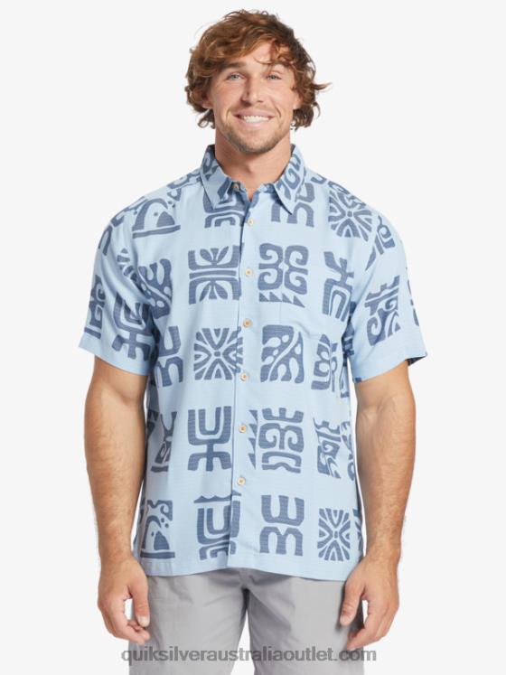Quiksilver Men Waterman Channel Paddle Short Sleeve Shirt H2N4B457 dusk blue channel paddle