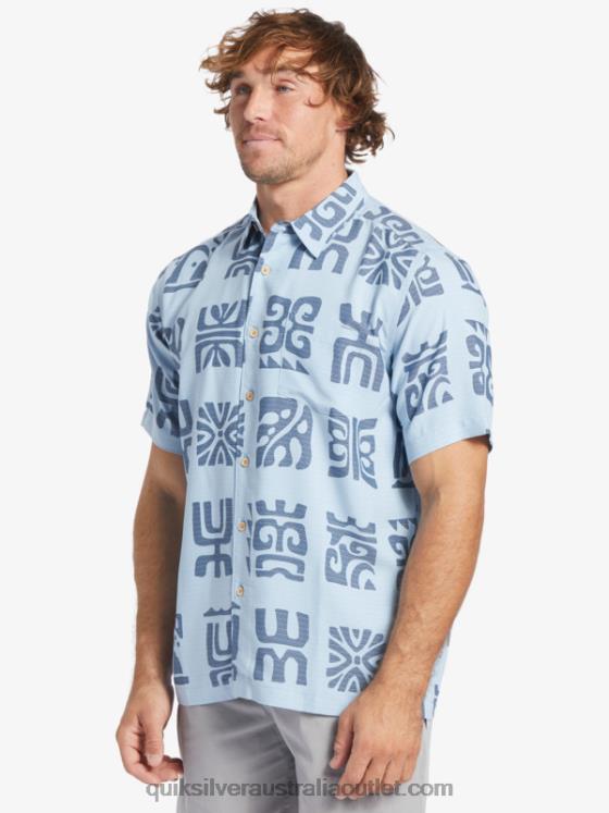 Quiksilver Men Waterman Channel Paddle Short Sleeve Shirt H2N4B457 dusk blue channel paddle