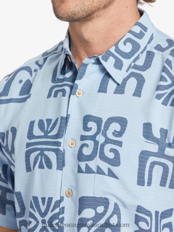 Quiksilver Men Waterman Channel Paddle Short Sleeve Shirt H2N4B457 dusk blue channel paddle