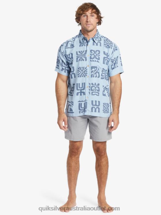 Quiksilver Men Waterman Channel Paddle Short Sleeve Shirt H2N4B457 dusk blue channel paddle