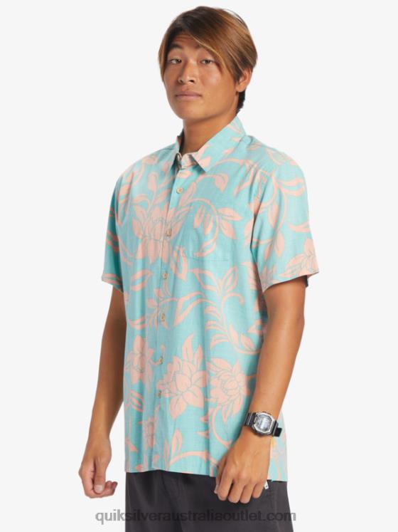 Quiksilver Men Waterman Every Weekend Short Sleeve Shirt H2N4B288 blue turquoise every weekend w