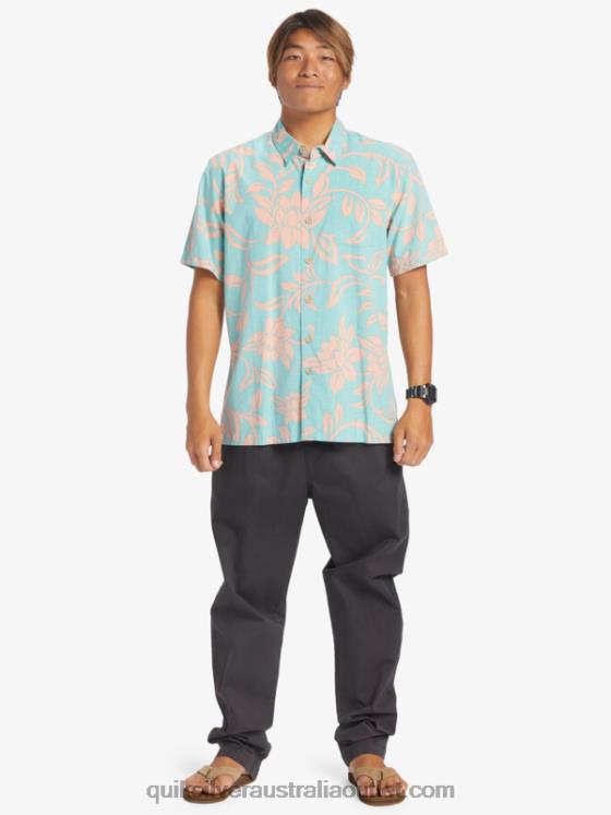 Quiksilver Men Waterman Every Weekend Short Sleeve Shirt H2N4B288 blue turquoise every weekend w