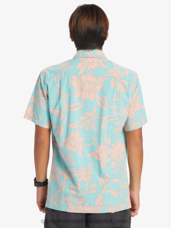 Quiksilver Men Waterman Every Weekend Short Sleeve Shirt H2N4B288 blue turquoise every weekend w