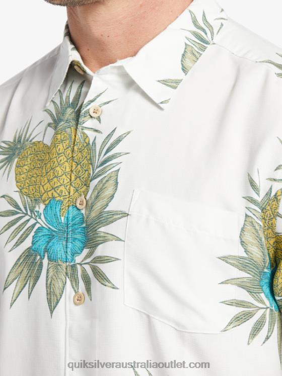 Quiksilver Men Waterman Field Work Short Sleeve Shirt H2N4B450 antique white field work