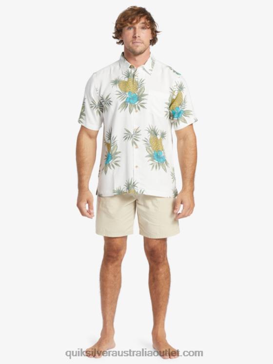Quiksilver Men Waterman Field Work Short Sleeve Shirt H2N4B450 antique white field work