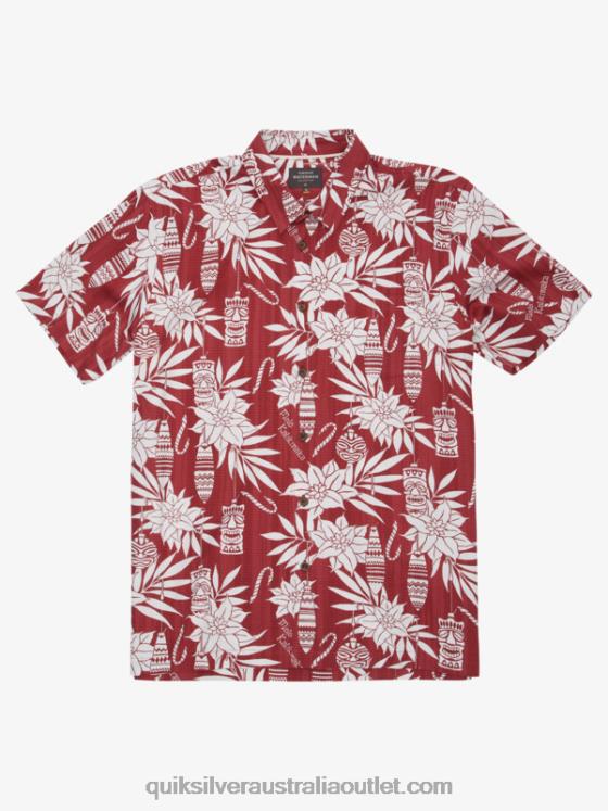 Quiksilver Men Waterman Holiday Time Short Sleeve Shirt H2N4B1796 rosewood holiday time