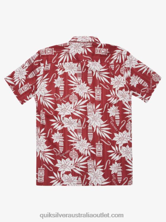 Quiksilver Men Waterman Holiday Time Short Sleeve Shirt H2N4B1796 rosewood holiday time