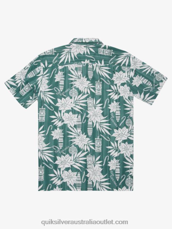 Quiksilver Men Waterman Holiday Time Short Sleeve Shirt H2N4B1797 smoke pine holiday time