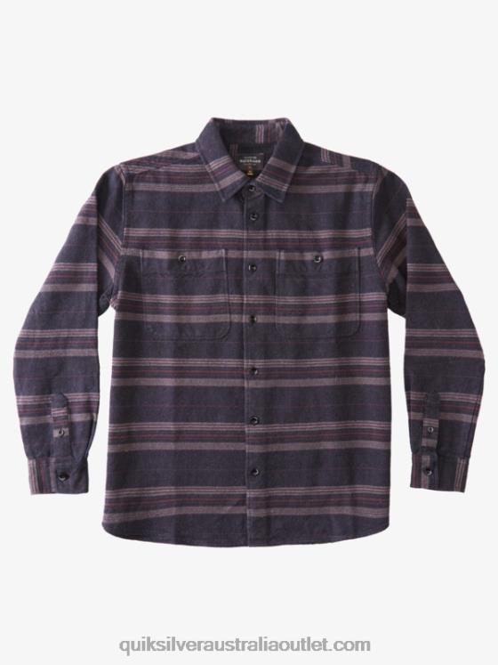 Quiksilver Men Waterman Horizontal Ridge Flannel Long Sleeve Shirt H2N4B1121 black horizontal ridge