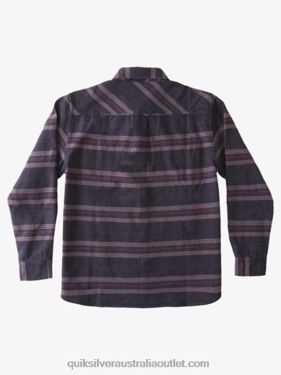 Quiksilver Men Waterman Horizontal Ridge Flannel Long Sleeve Shirt H2N4B1121 black horizontal ridge