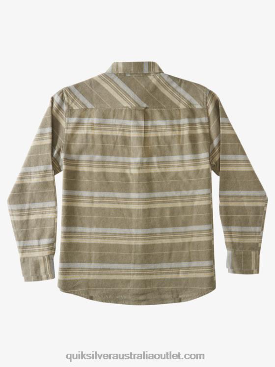 Quiksilver Men Waterman Horizontal Ridge Flannel Long Sleeve Shirt H2N4B1122 dusty olive horizontal ridge