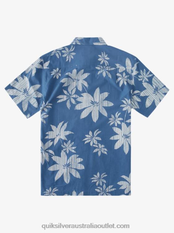 Quiksilver Men Waterman Hot Nights Short Sleeve Shirt H2N4B1488 ensign blue hot nights
