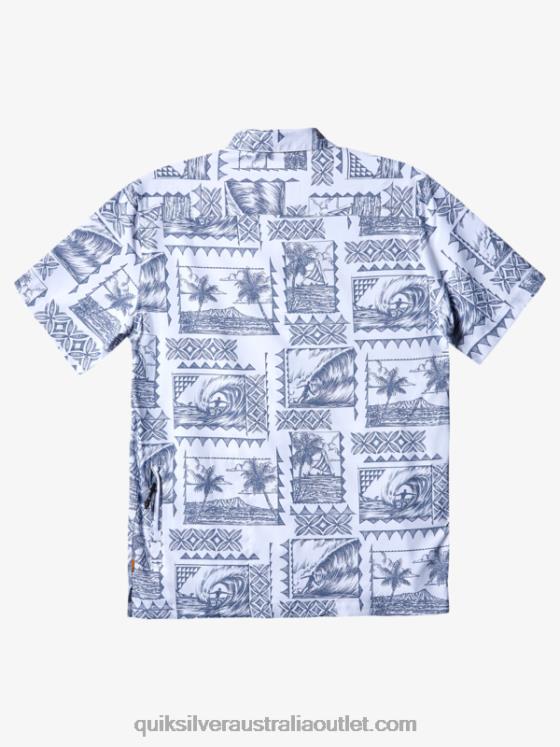 Quiksilver Men Waterman Kailua Cruiser Technical Short Sleeve UPF 50 Surf Shirt H2N4B156 gray blue kailua