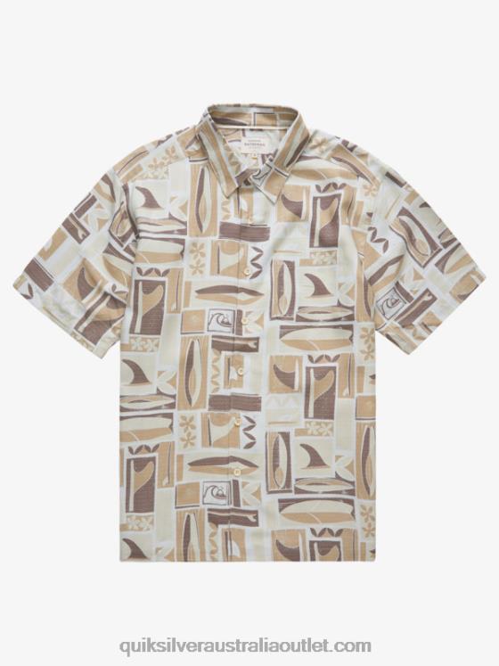 Quiksilver Men Waterman Kapua Short Sleeve Shirt H2N4B1889 brown rice kapua