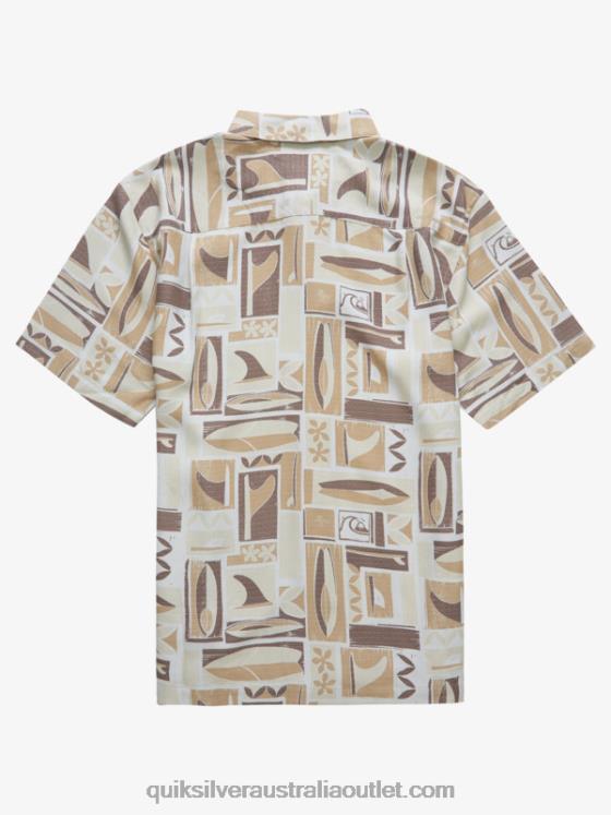 Quiksilver Men Waterman Kapua Short Sleeve Shirt H2N4B1889 brown rice kapua
