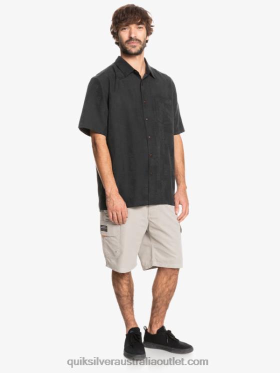 Quiksilver Men Waterman Kelpies Bay Short Sleeve Shirt H2N4B1357 black