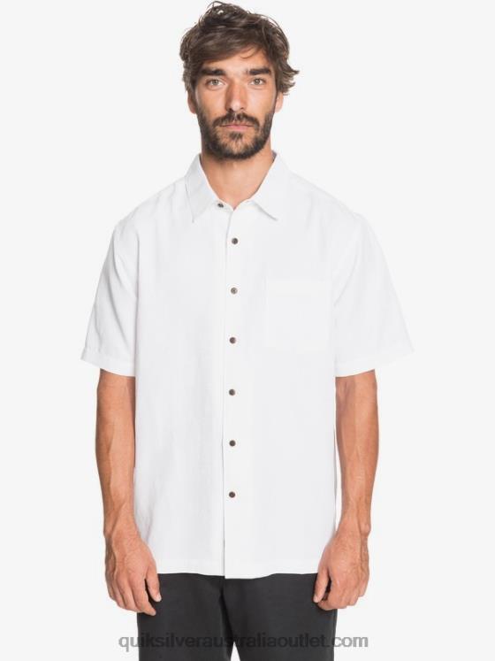 Quiksilver Men Waterman Kelpies Bay Short Sleeve Shirt H2N4B1358 white