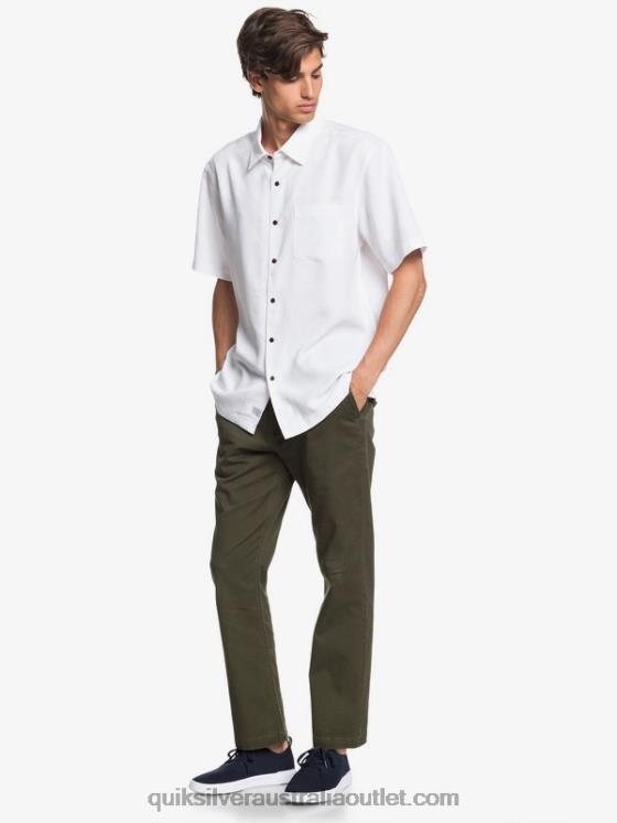 Quiksilver Men Waterman Kelpies Bay Short Sleeve Shirt H2N4B1358 white